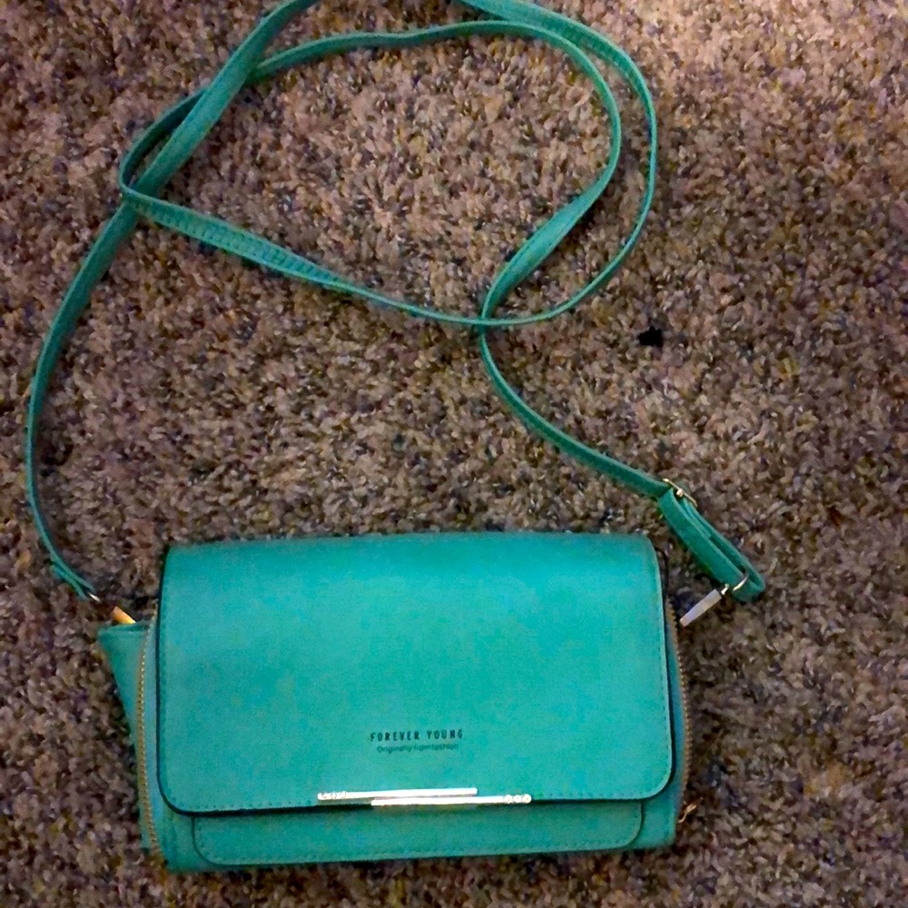 Teal blue Forever young crossbody handbag Good condition